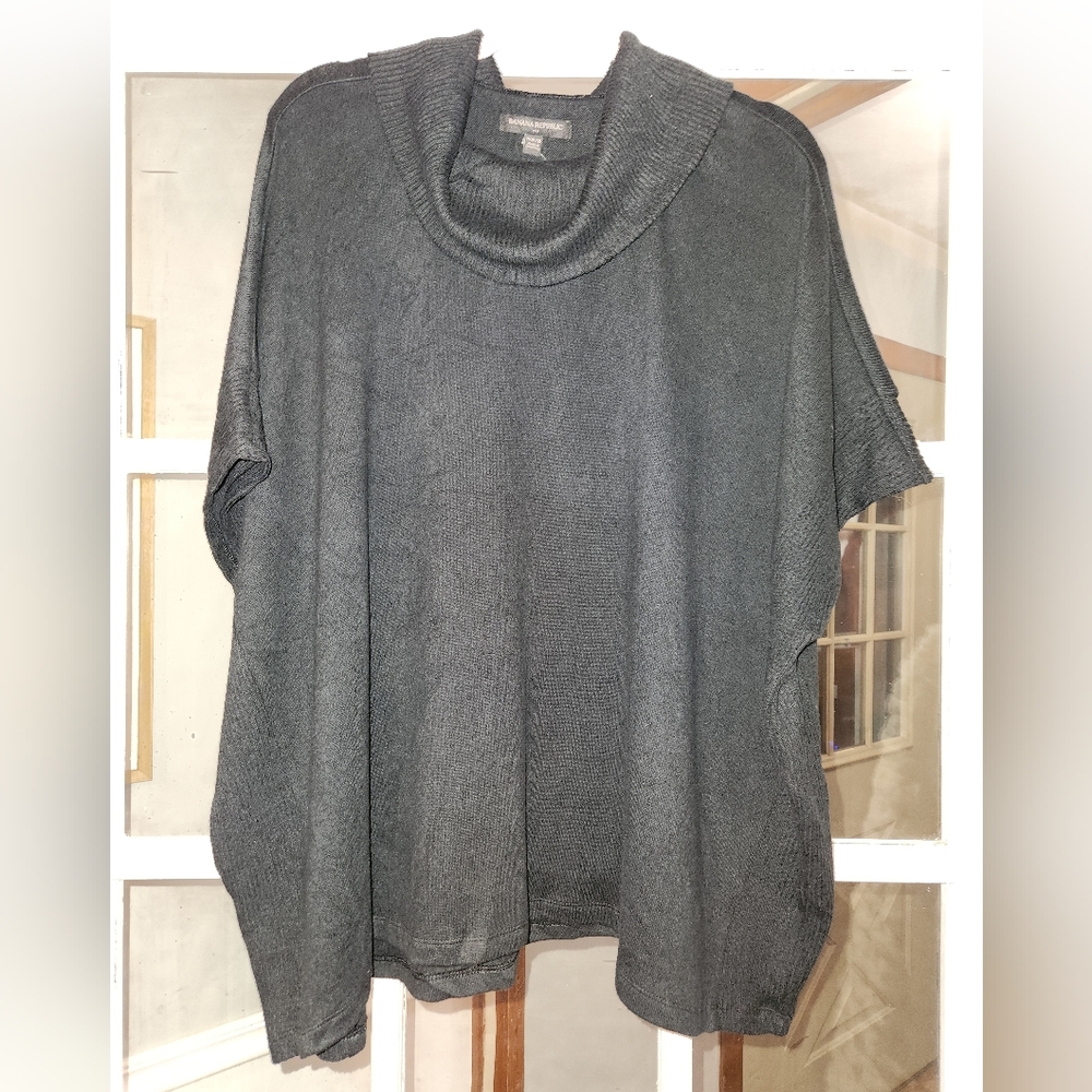 Women's Black Cowl Neck Poncho Sweater
